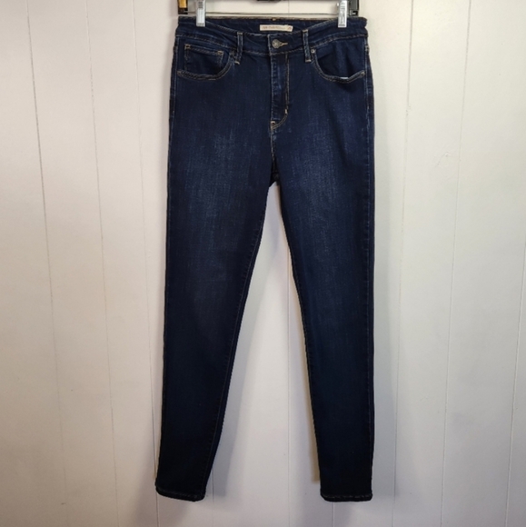 Levis 721 High Waisted Rise Skinny Jeans Stretchy Dark Wash Blue Denim size 25 - Picture 3 of 12